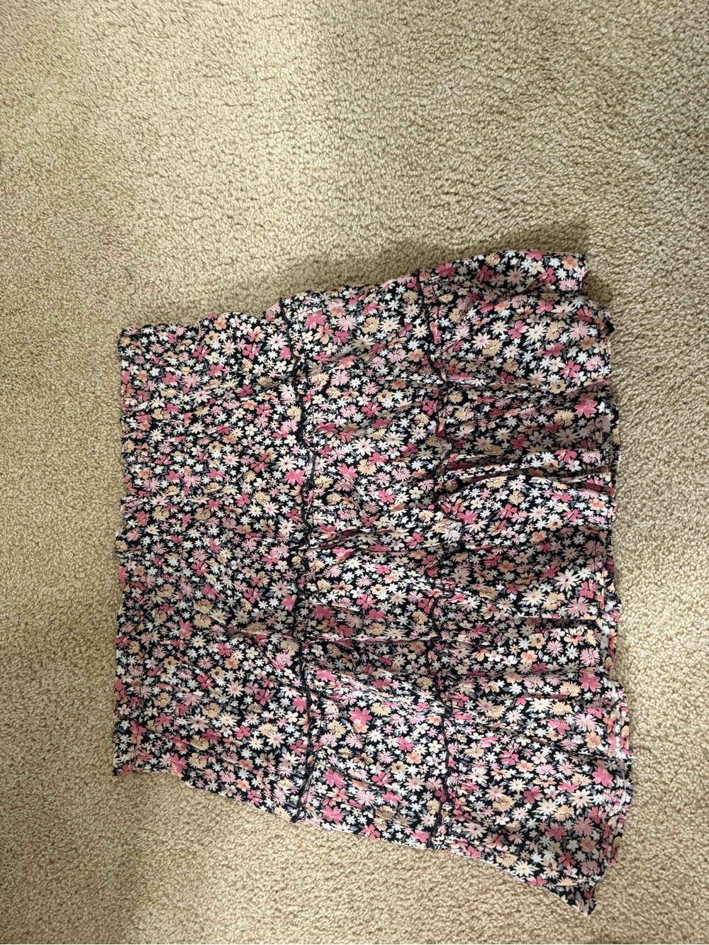 Target Pink, White and Black Floral Tiered Mini Skirt